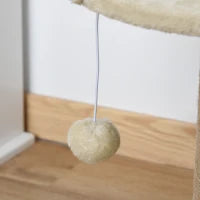 Albero Tiragraffi per Gatti con Lettino, Palo in Juta e Pallina Appesa, 40x40x49cm, Beige