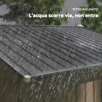 Casetta da Giardino con 4 Prese d'Aria e 2 Porte Scorrevoli in Acciaio, 277x195x192 cm, Marrone