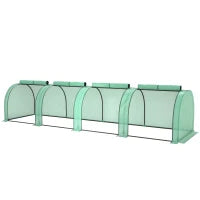 Serra a Tunnel in Acciaio e Plastica Impermeabile Anti UV con 4 Porte, 395x100x80 cm, Verde