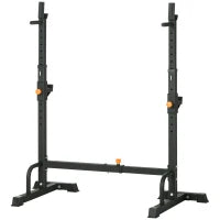 Porta Bilanciere Regolabile con Supporti per Dip Station e Push Up, 111-151x69x120-150 cm, Nero