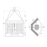Camino a legna prefabbricato con focolare aperto refrattario rot80ref calore