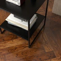 Tavolino da Caffè in Stile Industriale in Acciaio a 2 Ripiani, 40x40x45cm, Nero