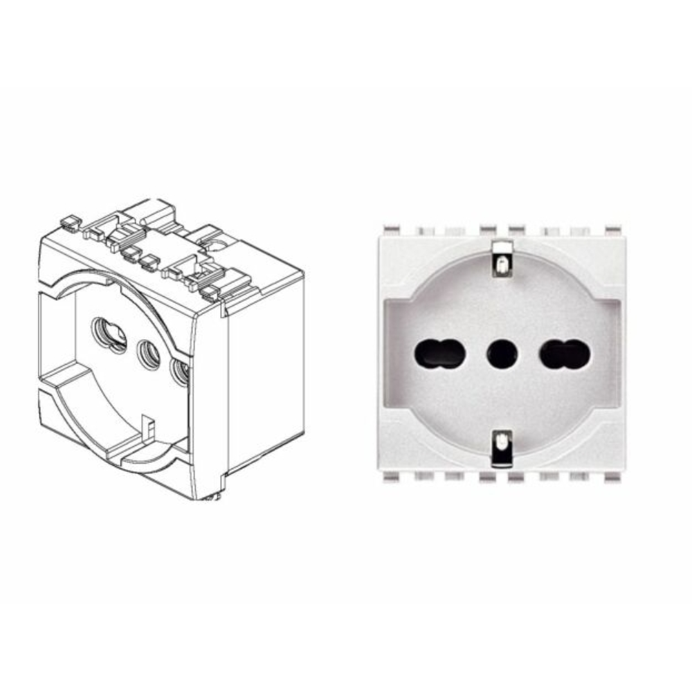 Vimar serie eikon presa 2p+t 16a 250v standard italiano universale sicury *** colore bianco, confezione 1