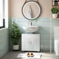kleankin Mobile Sotto Lavabo Bagno a U con 2 Ante e Ripiano Interno Regolabile, 60x30x60cm