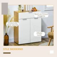 Mobile per Soggiorno con Armadietto e Cassetto, Ripiani regolabili su 3 livelli 70x35x92cm, Bianco