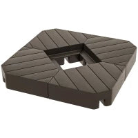 Set di 4 Pesi Zavorra Quadrati per Ombrelloni con Base a Croce, da Riempire d'Acqua o di Sabbia fino a 60/80 kg, Marrone