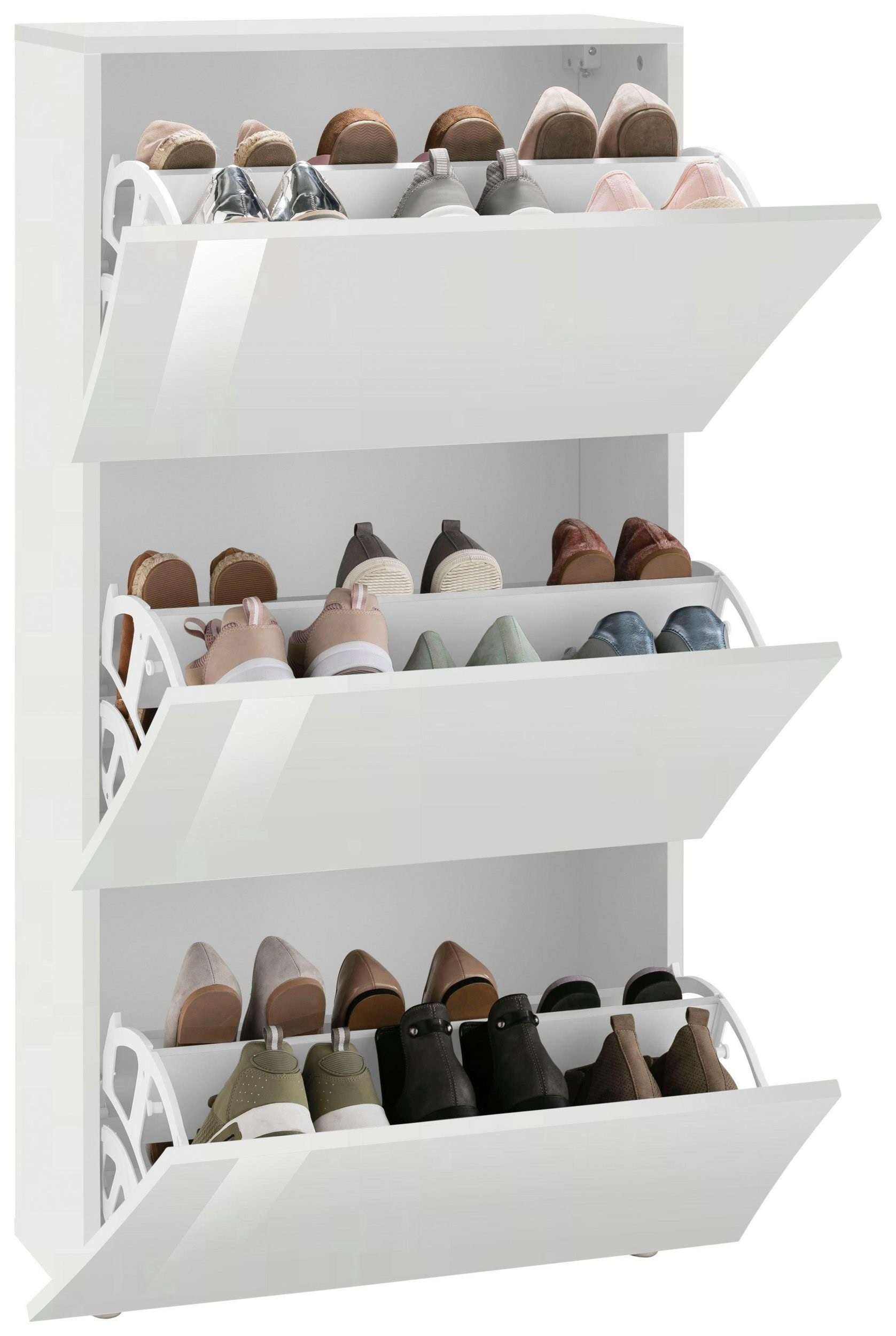 Scarpiera 2 ante L 71 x H 121.5 x P 26.6 cm 16 paia, colore bianco