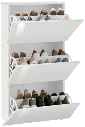 Scarpiera 2 ante L 71 x H 121.5 x P 26.6 cm 16 paia, colore bianco