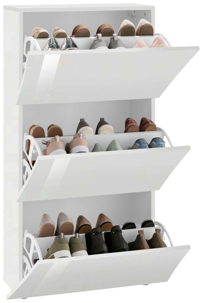 Scarpiera 2 ante L 71 x H 121.5 x P 26.6 cm 16 paia, colore bianco