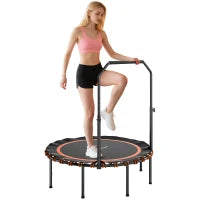 Trampolino Fitness con Maniglia Regolabile, per Interni ed Esterni, in Acciaio e Plastica, Arancione