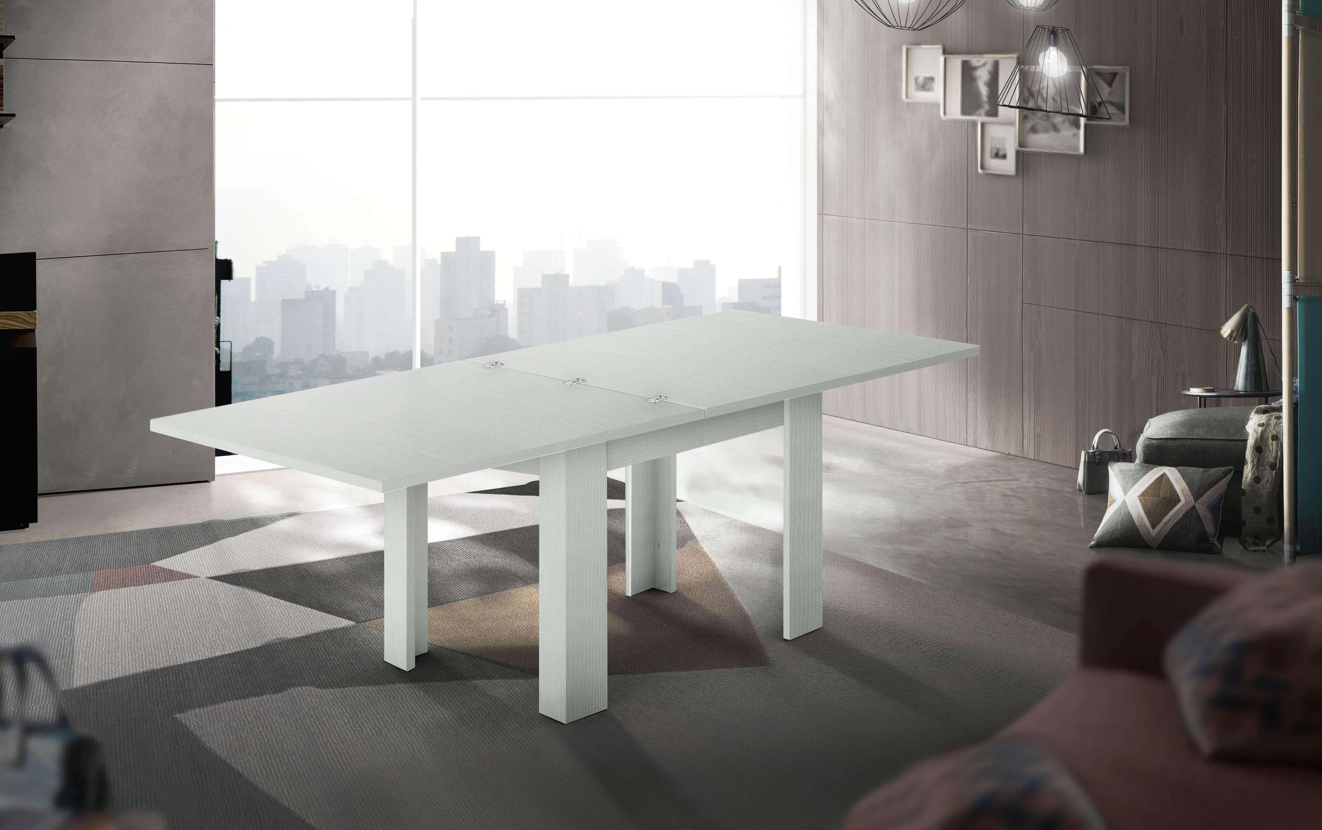 Tavolo da pranzo allungabile a libro 90x90-180cm legno bianco Jesi Liber