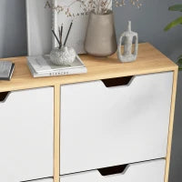 Mobile Scarpiera in Truciolato e Pino con 4 Cassetti e 2 Ripiani Regolabili per ogni Cassetto, 95x26x95 cm