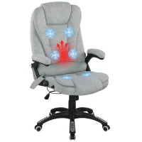 Sedia Ufficio con Massaggio 6 Punti con Funzione Basculante con Riscaldamento Altezza Regolabile 65x71x110-120 cm Grigio