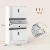 Scarpiera a 3 ante per 18 paia in legno 63 x 24 x 117 cm Bianco