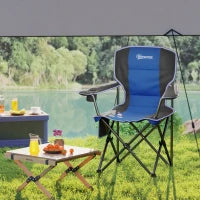 Sedia da Campeggio Pieghevole con Tasca e Portabicchieri con Borsa di Trasporto, Blu