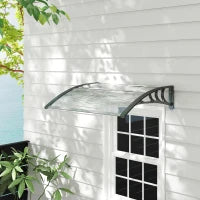 Pensilina per Porta con Design ad Arco Arrotondato, in Policarbonato, 100L x 80W x 23H cm, Nero