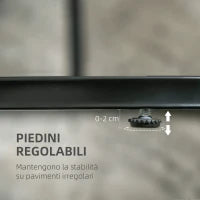 Set 2 Tavolini da Caffè con Piano Effetto Marmo, in Legno e Acciaio, Ø50x50.5 cm e 60x36x43.5 cm, Nero