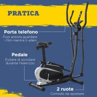 Ellittica da Casa Magnetica con Schermo LCD, 8 Livelli di Resistenza e Sedile Regolabile, 103x62x151cm Nero