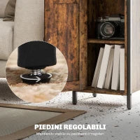 Comodino Industriale con 2 Ripiani e Scaffale Interno Regolabile, in Legno e Acciaio, 34x30x80 cm, Marrone