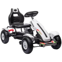 Go Kart a Pedali per Bambini 5-12 Anni in Plastica e Metallo con Sedile Regolabile e Freno a Mano, 121x58x61 cm