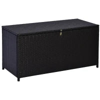 Baule da Esterno da 284L con Pistone a Gas, Rattan PE e Acciaio, 118x54x59 cm, Marrone Scuro