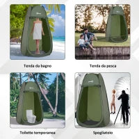 Tenda da Doccia Pop Up Impermeabile in Poliestere e Plastica, 100x100x185 cm, Verde Militare