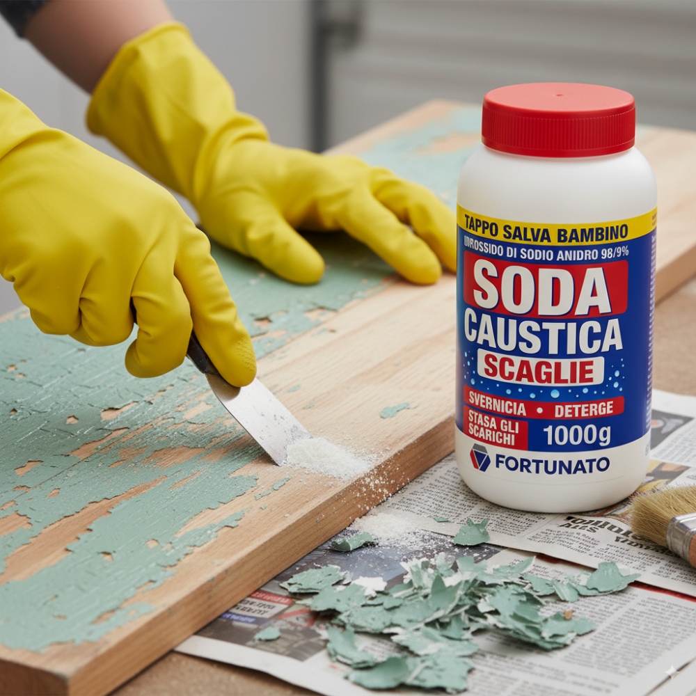 Soda caustica scaglie per pulizie e svernicianti formato 1 kg