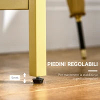 Mobile Consolle da Ingresso in Acciaio e Vetro Temperato, 100x35.5x80cm, Bianco e Oro