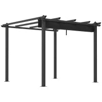 Pergola Gazebo 3x3 m con 8 Fori di Drenaggio, in Alluminio, Metallo e Poliestere, Grigio Scuro