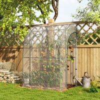 Serra da giardino adossata con 2 porte con cerniera avvolgibili in acciao PVC transparente