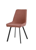 E-STYLO Sedia da pranzo in microfibra ruggine con gambe e struttura in metallo nero, 48cm X 60cm H. 87cm.