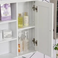 Armadietto 3 Ripiani Anta Design Moderno Salvaspazio da Parete Bagno e Cucina Legno 53x14,5x50.5cm Bianco