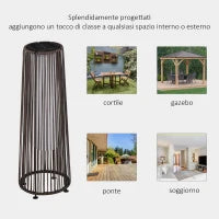Lanterna Solare da Giardino con Luce LED in Rattan e Metallo , Ø21.5x61cm, Marrone