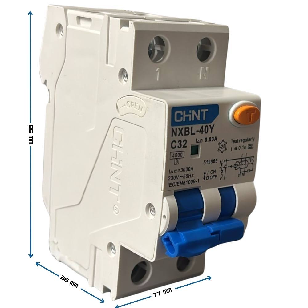 Chint serie nb1l1 interruttore magnetotermico differenziale 1p+n alta protezione *** ampere 32 ampere, confezione 1