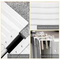 Rampa per Sedia a Rotelle in Lega di Alluminio Antiscivolo Capacità 272kg, 183x72x5cm