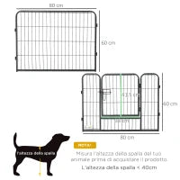Recinto per Cani e Cuccioli con 12 Pannelli Modulabili e 2 Ingressi, 80x1.5x60cm