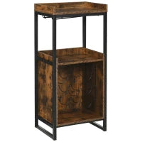 Mobile Portabottiglie Stile Industriale con Cantinetta Vini per 9 Bottiglie e Portacalici, Marrone