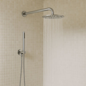 Set per doccia soffione tondo in acciaio inox 250 millimetri effetto spazzolato *** confezione 1