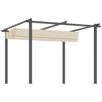 Gazebo Pergola da Giardino 3x3m con Tenda Retrattile, in Alluminio e Poliestere, Bianco Crema