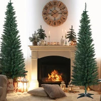 Set 2 Alberi di Natale Artificiali Slim Ø55x180 cm in Plastica e Metallo con 390 Rami, Verde