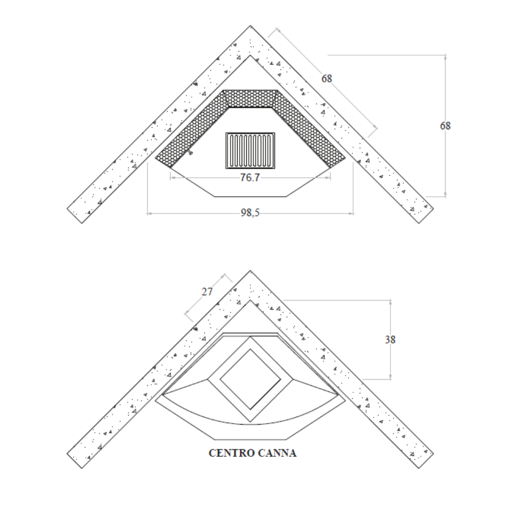 Camino a legna prefabbricato con focolare aperto refrattario rot80ref calore