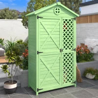Capanno per archiviazione da giardino in legno, resistente alle intemperie, ampio spazio 101,5x56,5x175,3 cm, verde