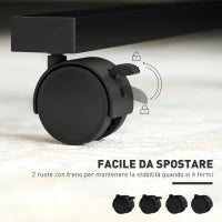 Tavolino da Divano Porta PC a Forma di C con Ruote Bloccabili e Piano Inclinabile, Nero