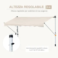 Tenda da Sole a Bracci 4x1.2m con Manovella e Struttura Telescopica, Cachi