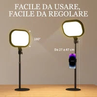 Lampada da Scrivania LED con Supporto per Telefono, 5 Colori di Luce e 10 Luminosità, Nero