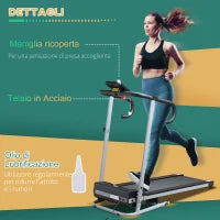 Tapis Roulant Pieghevole con Inclinazione, Tapis Roulant Elettrico Portatile con Schermo LCD, Velocità 1-10 km/h, Ruote, Impugnatura, per Home, Casa e Ufficio, Nero