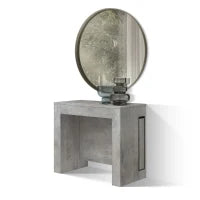 PAZZO DESIGN Tavolo Consolle Allungabile con porta prolunghe, Grigio Cemento, Made in Italy, da 45 a 300 cm