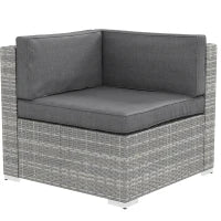 Set Salotto da Giardino da 7 Pezzi Modulari, Tavolino con Piano in Vetro Temperato, Cuscini Sfoderabili Inclusi, Grigio