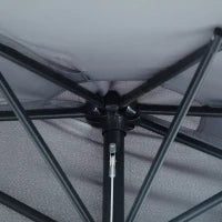 Ombrellone Semicircolare da Parete con Manovella, in Poliestere e Metallo, 2.7x2.4 m, Grigio
