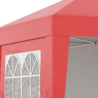 Gazebo da Giardino Pop-up Pieghevole Regolabile in Altezza Protezione UV 30+, 3 Pareti Laterali, Rosso